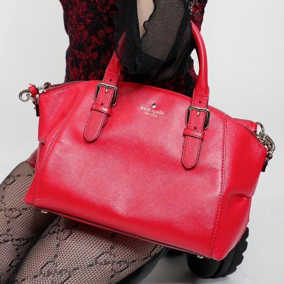 KATE SPADE LARGE LEATHER RED BAG - Picture 1 of 4